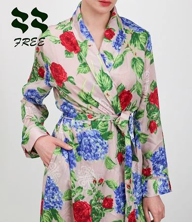 Floral Print Night Wear Gown Bath gown for Ladies front detail.jpg